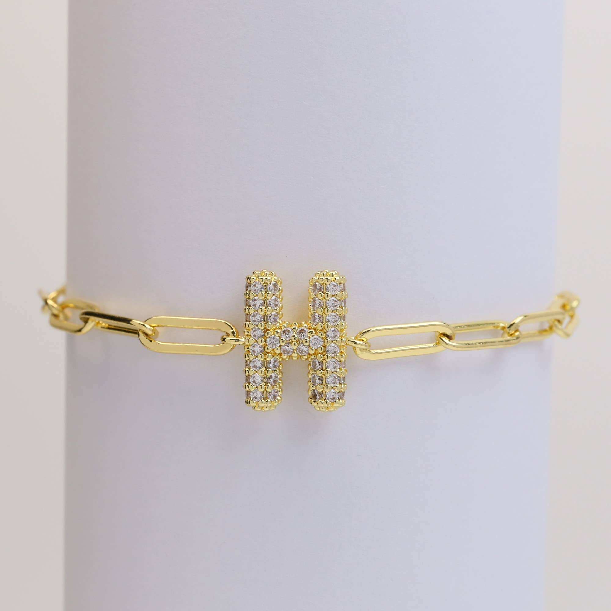 Bracelet: CZ Initial Bubble Balloon Bracelet (Gold Filled)