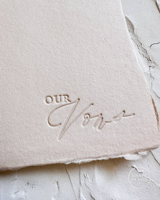 OUR Wedding Vow Booklet - Sandy Beige paper w/silk ribbon
