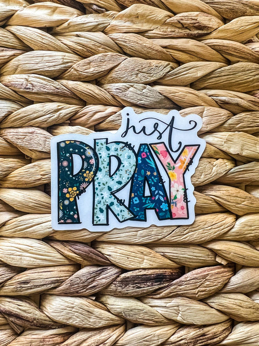 Sticker: Just Pray Christian, Clear Vinyl , Sticker, 3 in.