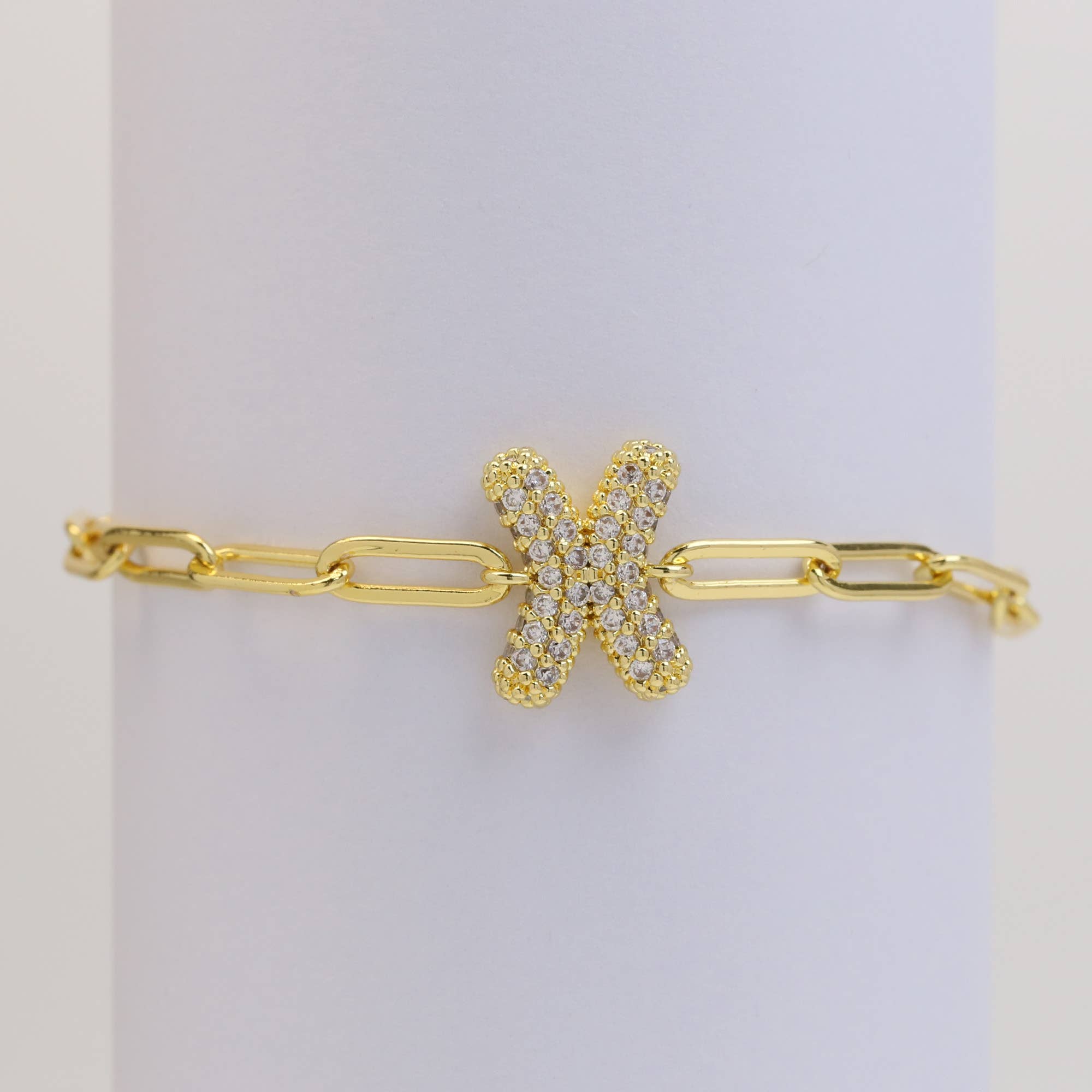 Bracelet: CZ Initial Bubble Balloon Bracelet (Gold Filled)