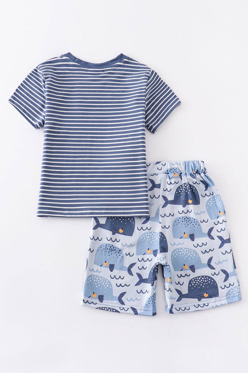 Boy Set: Navy stripe Whale