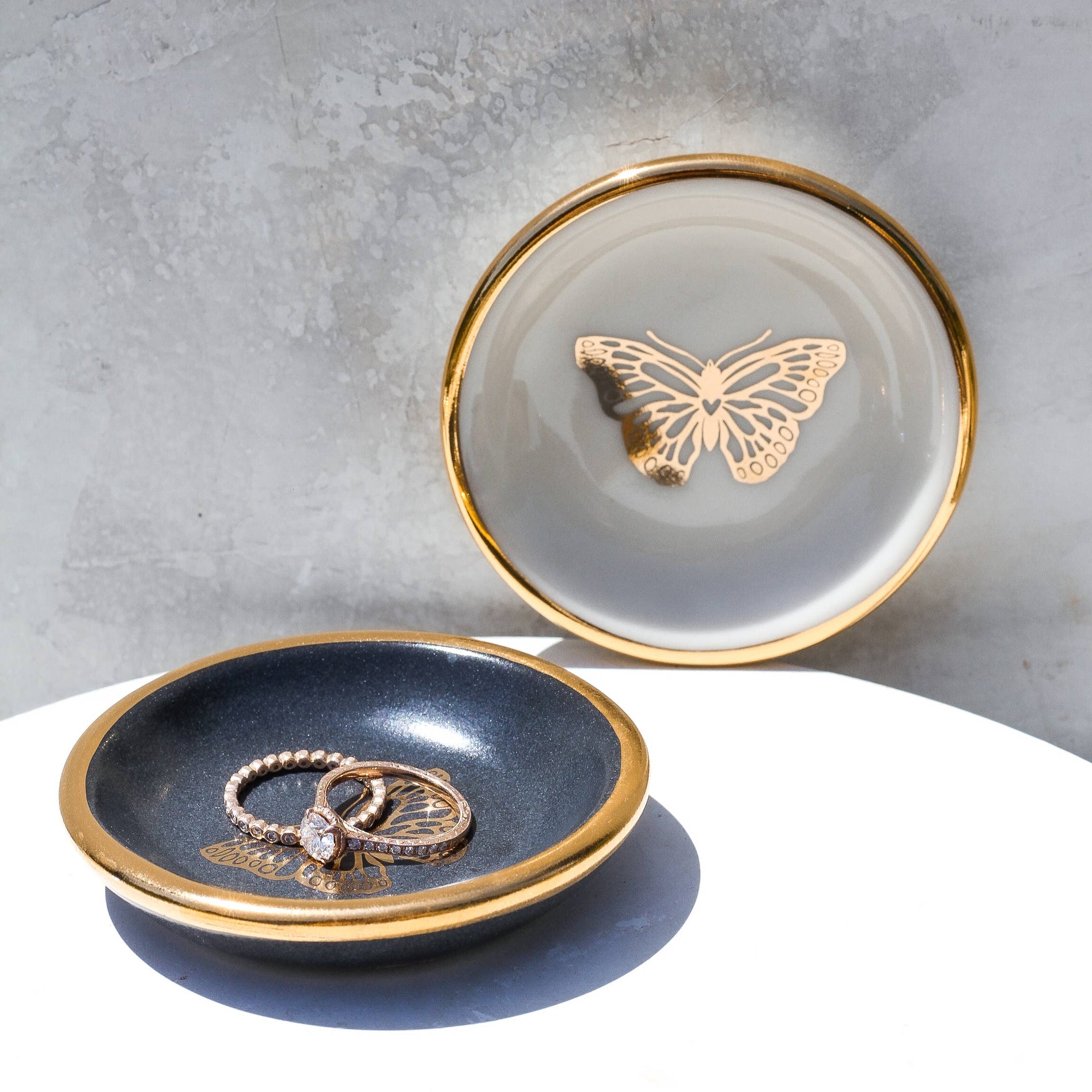 Trinket Tray: Gold Butterfly Ring Dish | Handmade Pottery