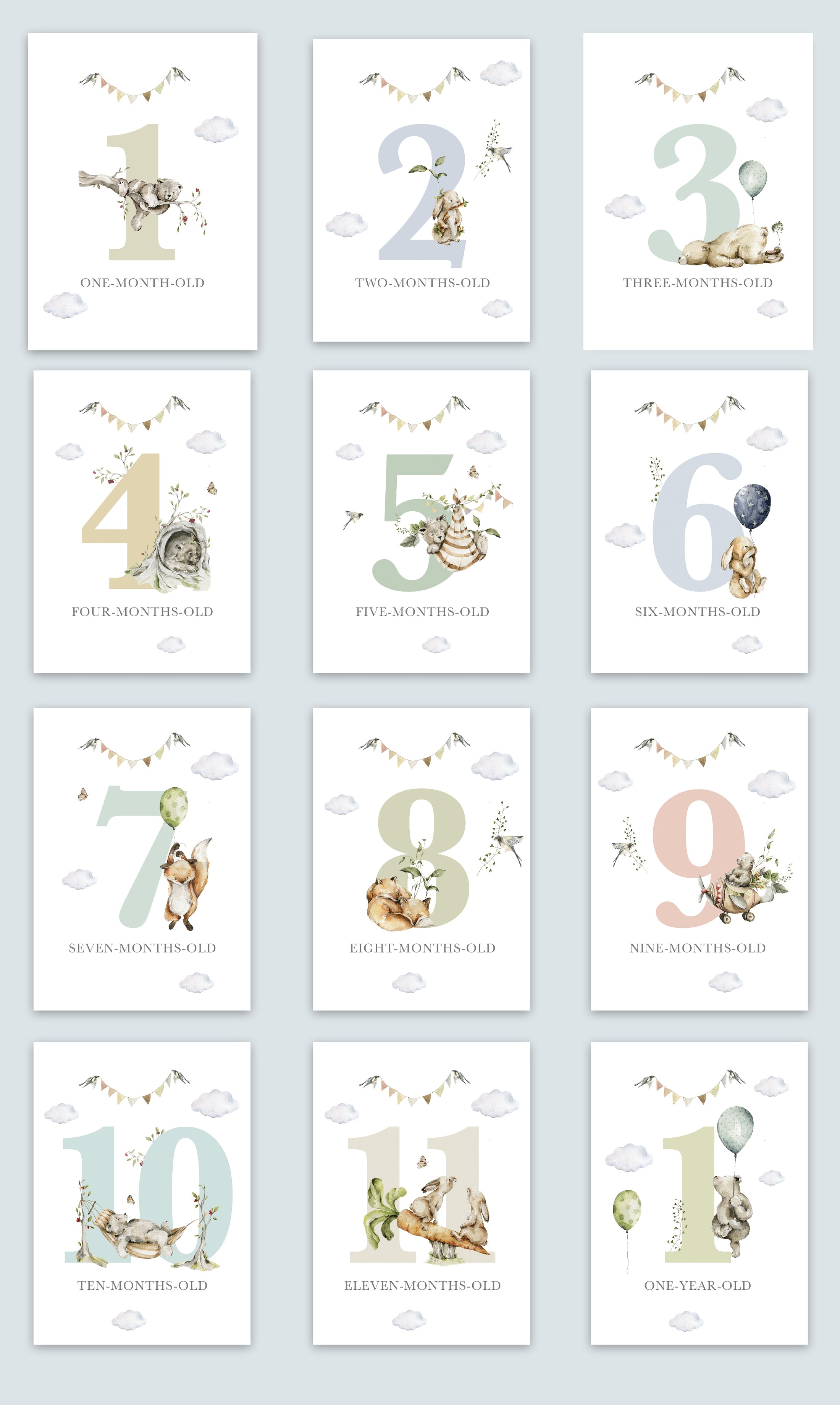 Milestone Cards (Baby Boy): Bear Forest