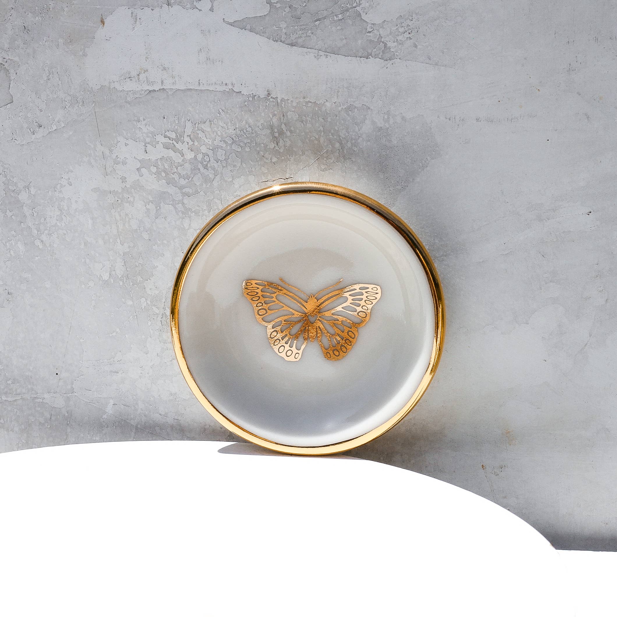 Trinket Tray: Gold Butterfly Ring Dish | Handmade Pottery