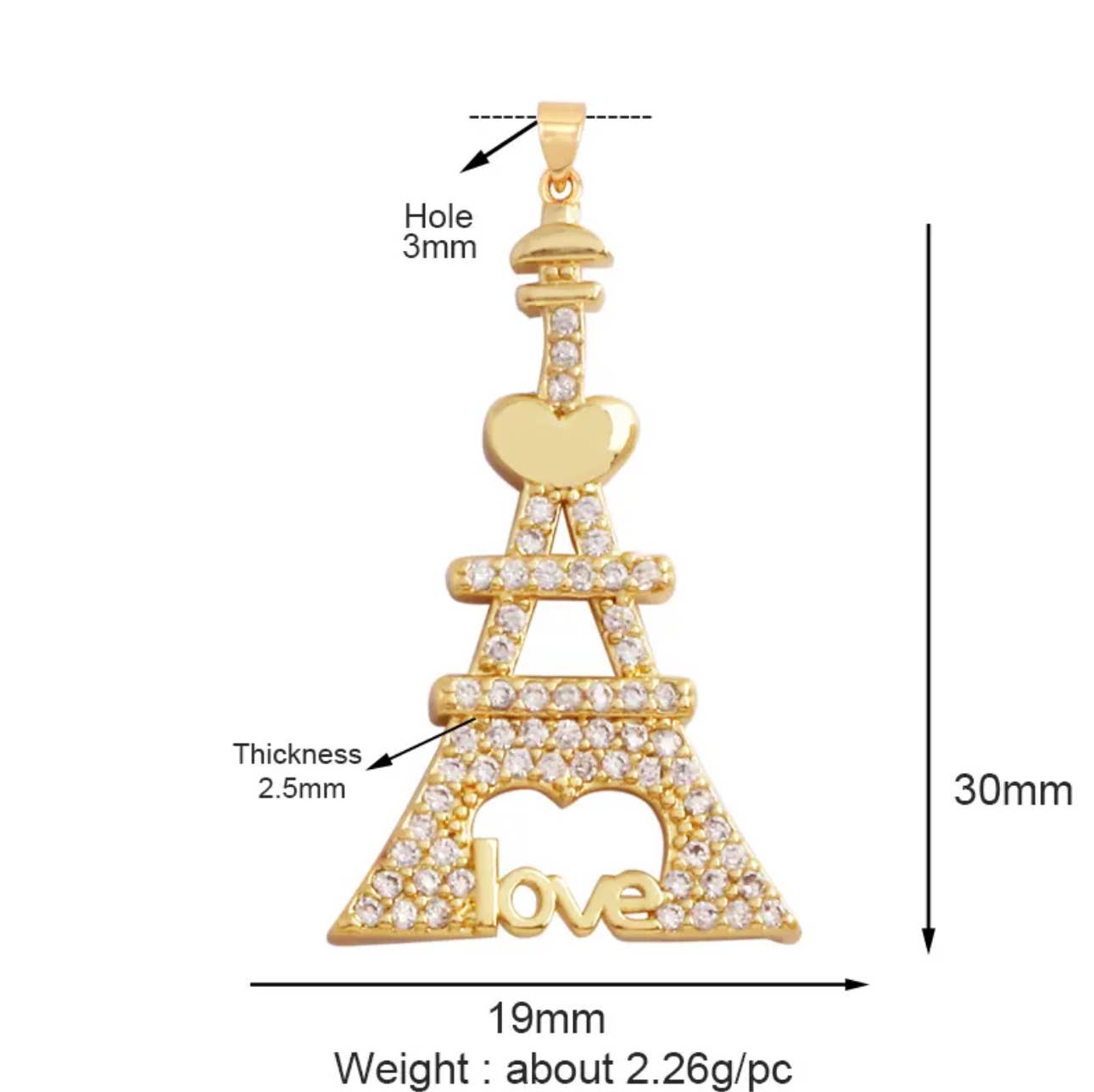 Eiffel Tower Love Charm For Charm Bar & Charm Necklace