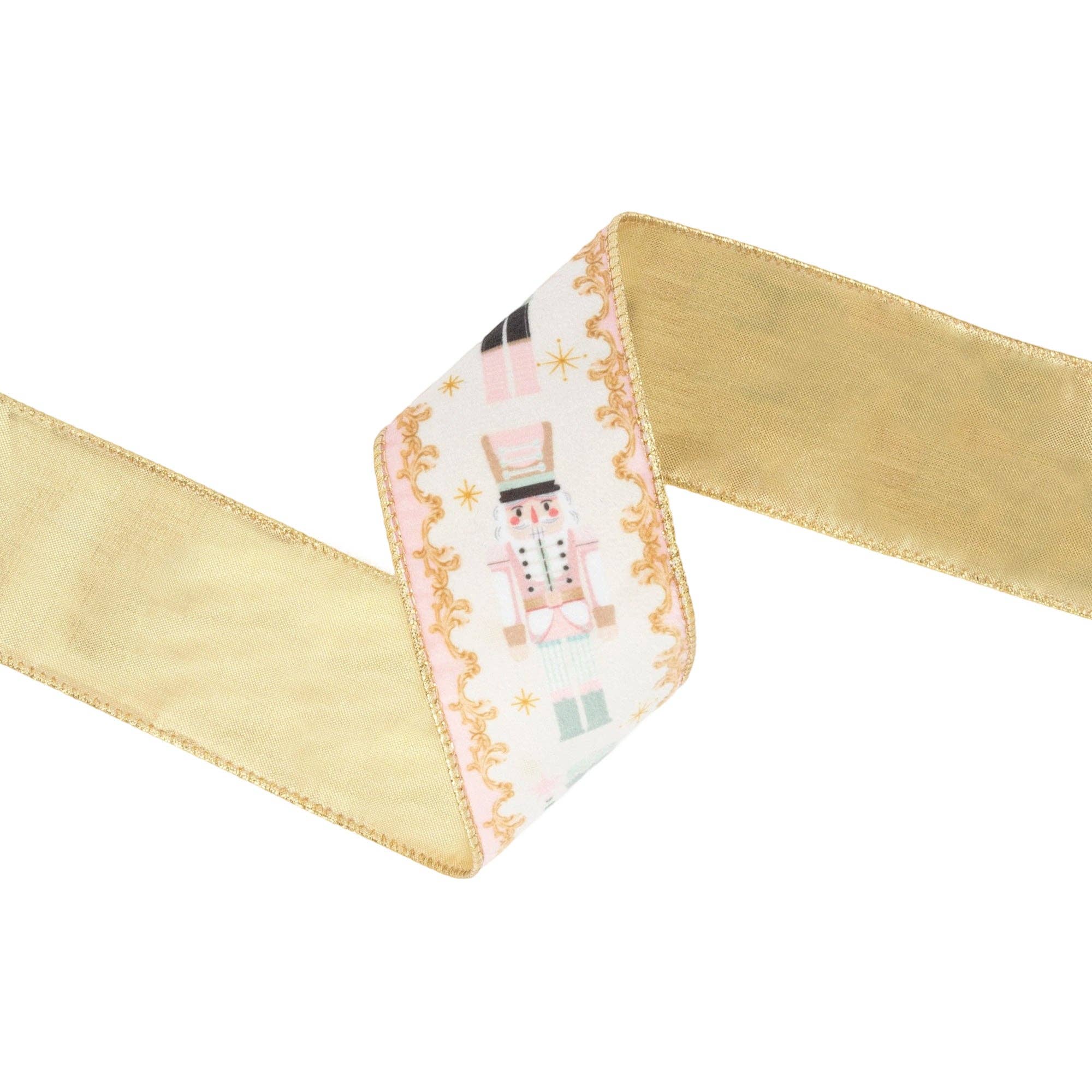 2 1/2" Wired Velvet Ribbon | Pink Nutcracker | 10 Yard Spool