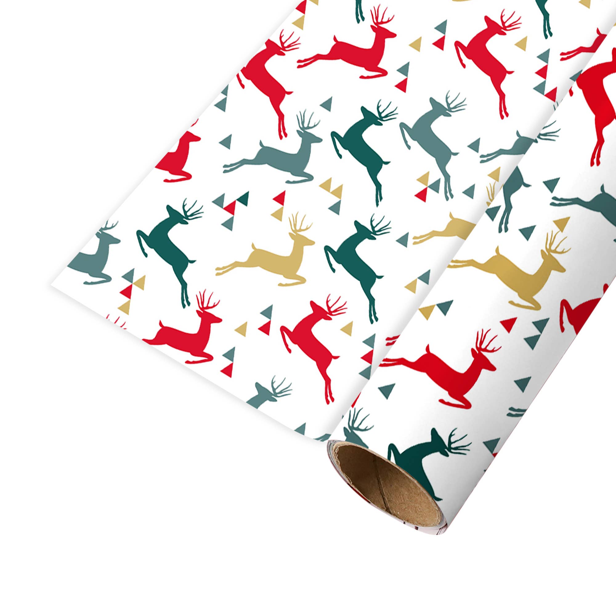 Gift Wrap: 24" x 16' Reversible Holiday | Prancing Deer/Plaid