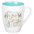 Load image into Gallery viewer, Mug: Teal/White Floral (Choose Joy)
