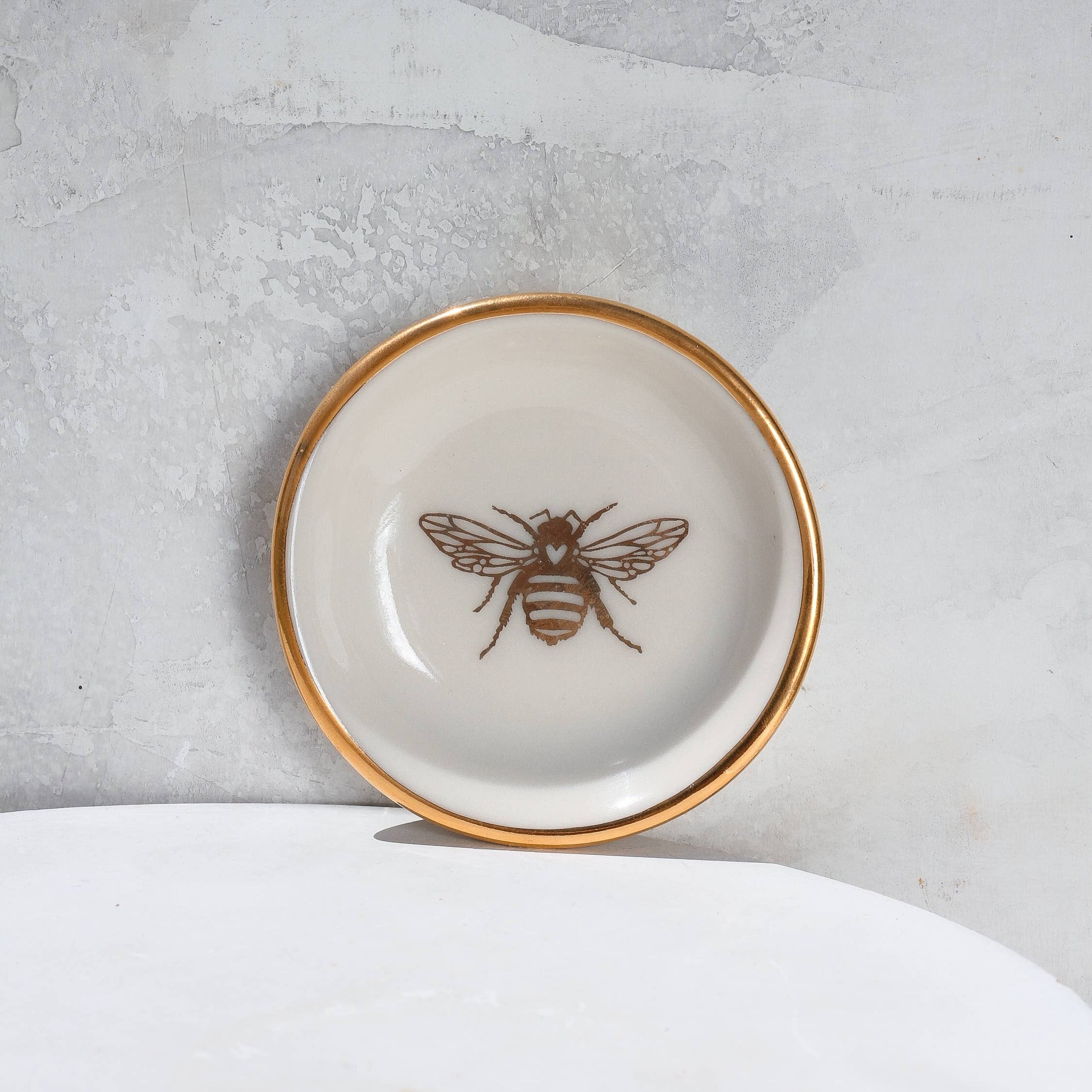 Trinket Tray: Gold Bee Ring Dish | Handmade Pottery