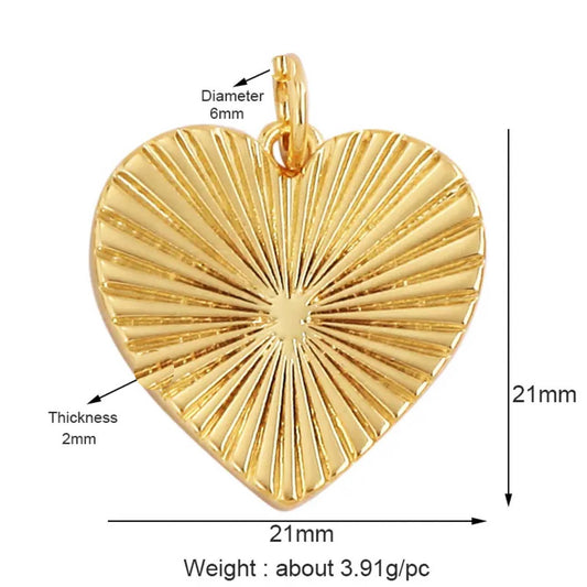 Charm: Gold Heart Burst Charm For Charm Necklace & Bracelet