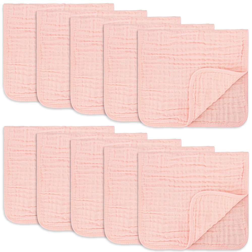 Muslin Burp Cloths: Pack of 6 (Blush)