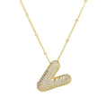 Load image into Gallery viewer, Necklace: Initial CZ Balloon Bubble 18K Gold Necklace
