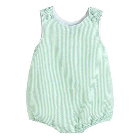 Romper: Classic Green Seersucker Baby and Toddler Bubble Romper