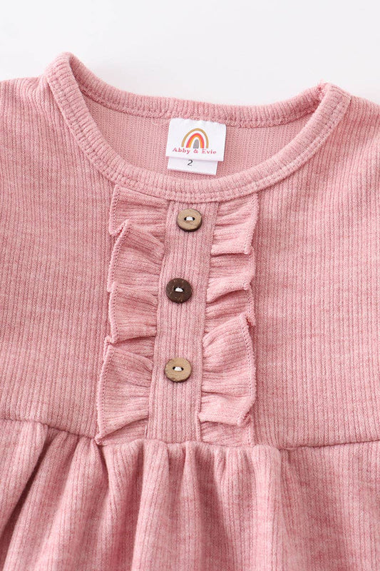 Girl's Ruffle Dress: Blush