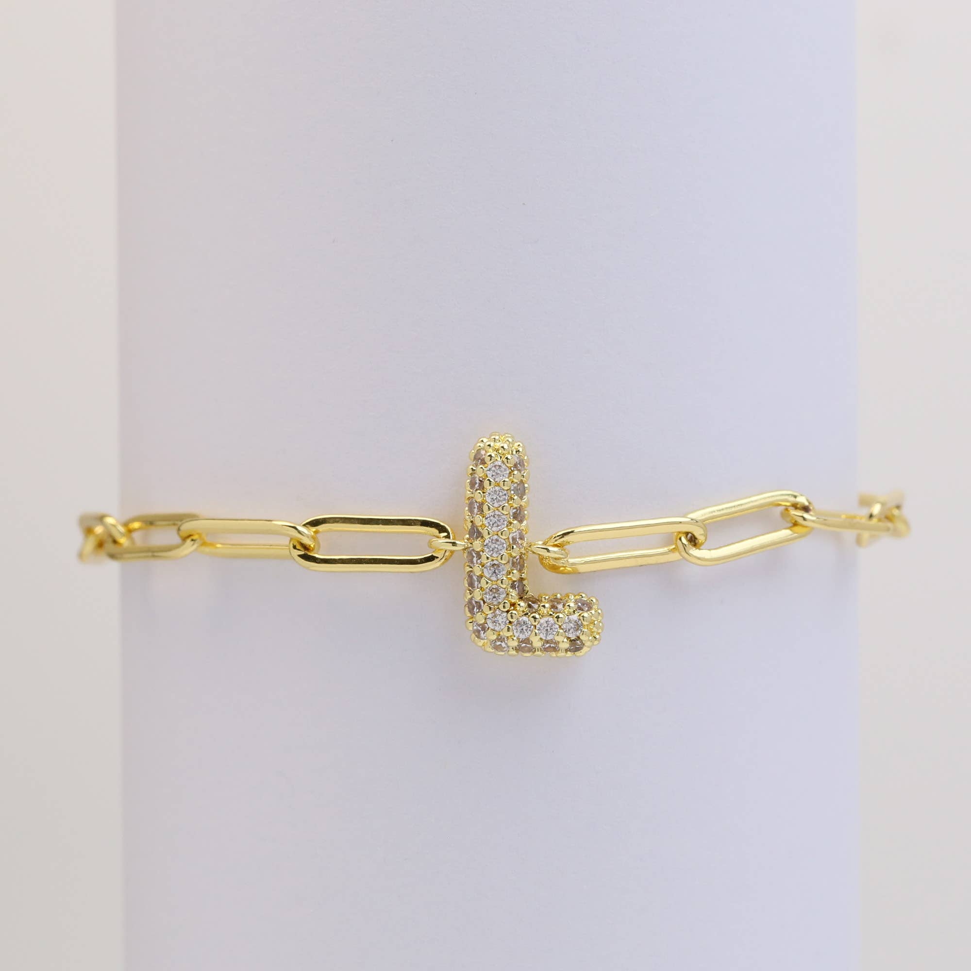 Bracelet: CZ Initial Bubble Balloon Bracelet (Gold Filled)