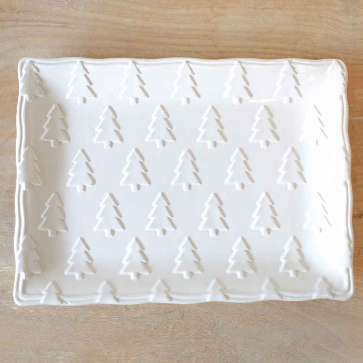 Platter: Holiday Balsam Lane Embossed Platter (White - 11.5x8.5)