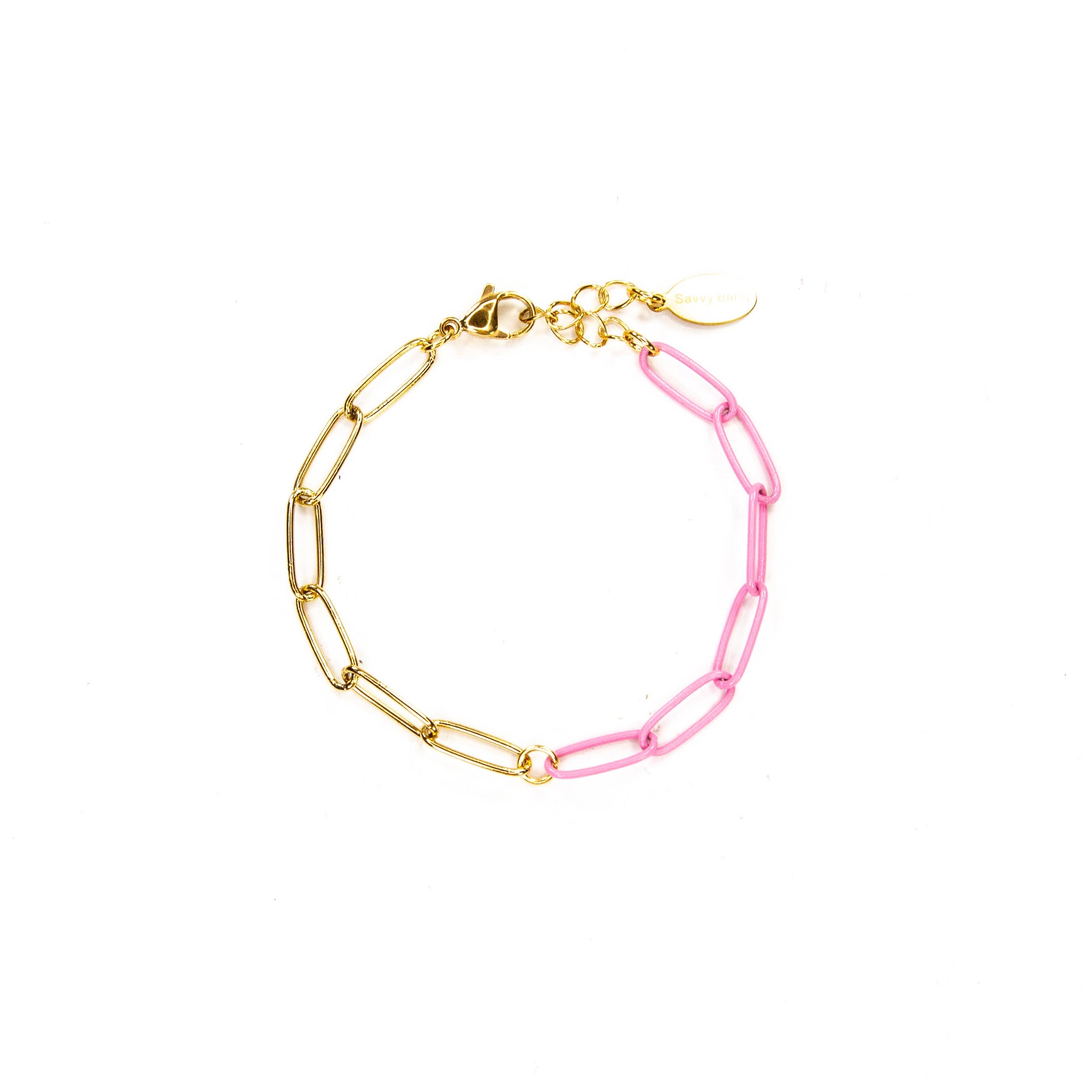 Enamel 16+ Colors paperclip & Gold chain link bracelet