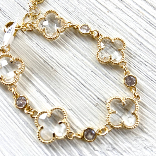 Bracelet: Clover Quatrefoil Crystal Bracelet 