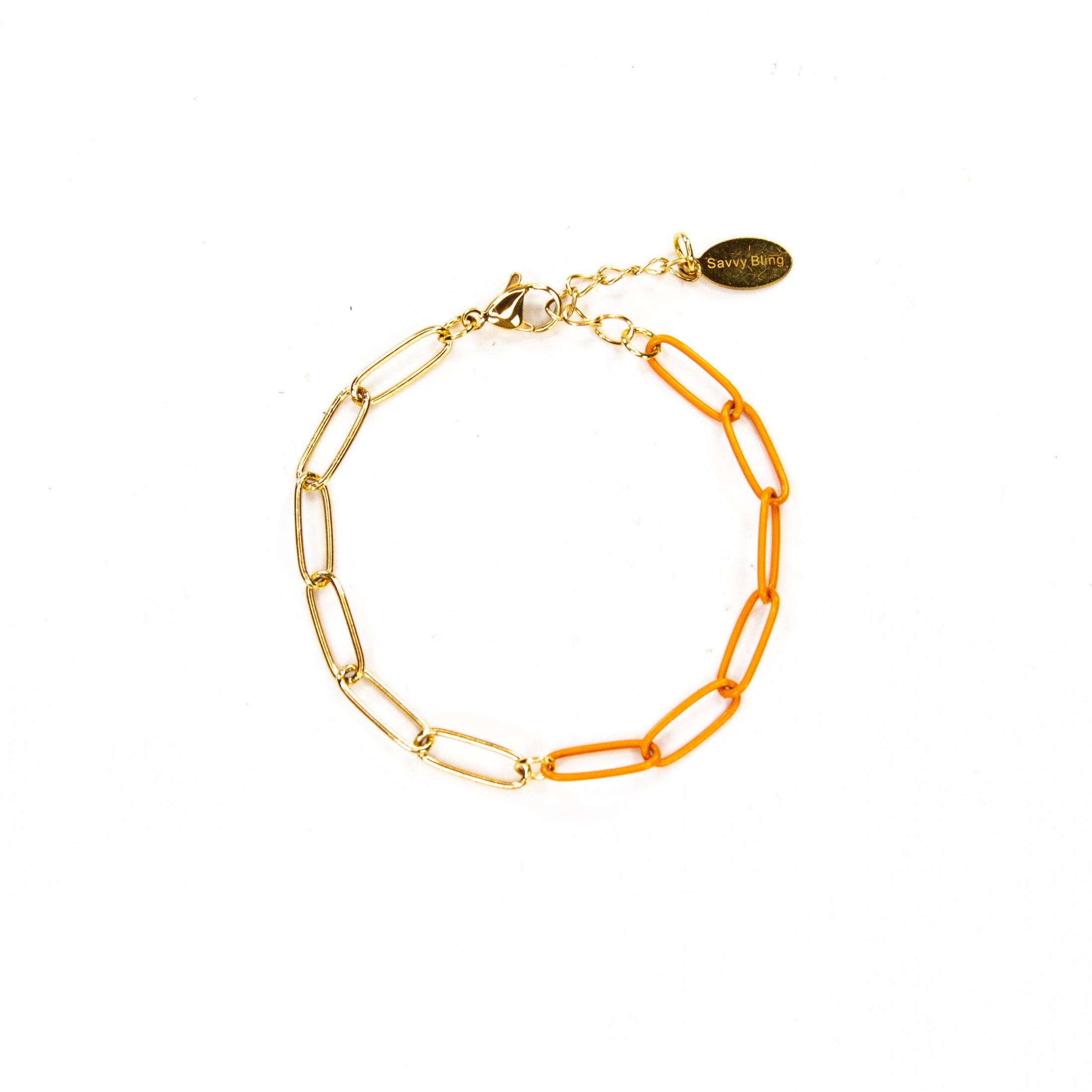 Enamel 16+ Colors paperclip & Gold chain link bracelet