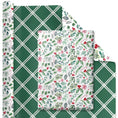 Load image into Gallery viewer, Gift Wrap: Reversible Holiday, Watercolor Holly & Lattice
