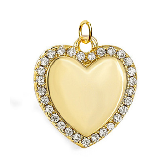 Charm: Gold CZ Heart Charm For Charm Necklace