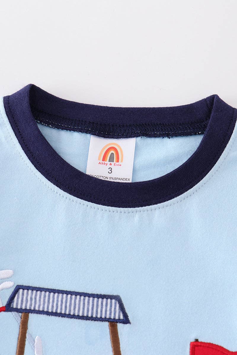 Boy Shirt: Blue Golf Embroidery