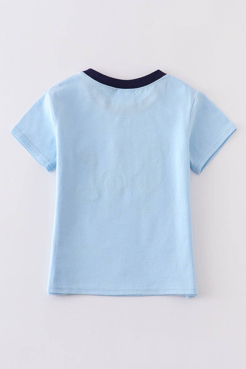 Boy Shirt: Blue Golf Embroidery