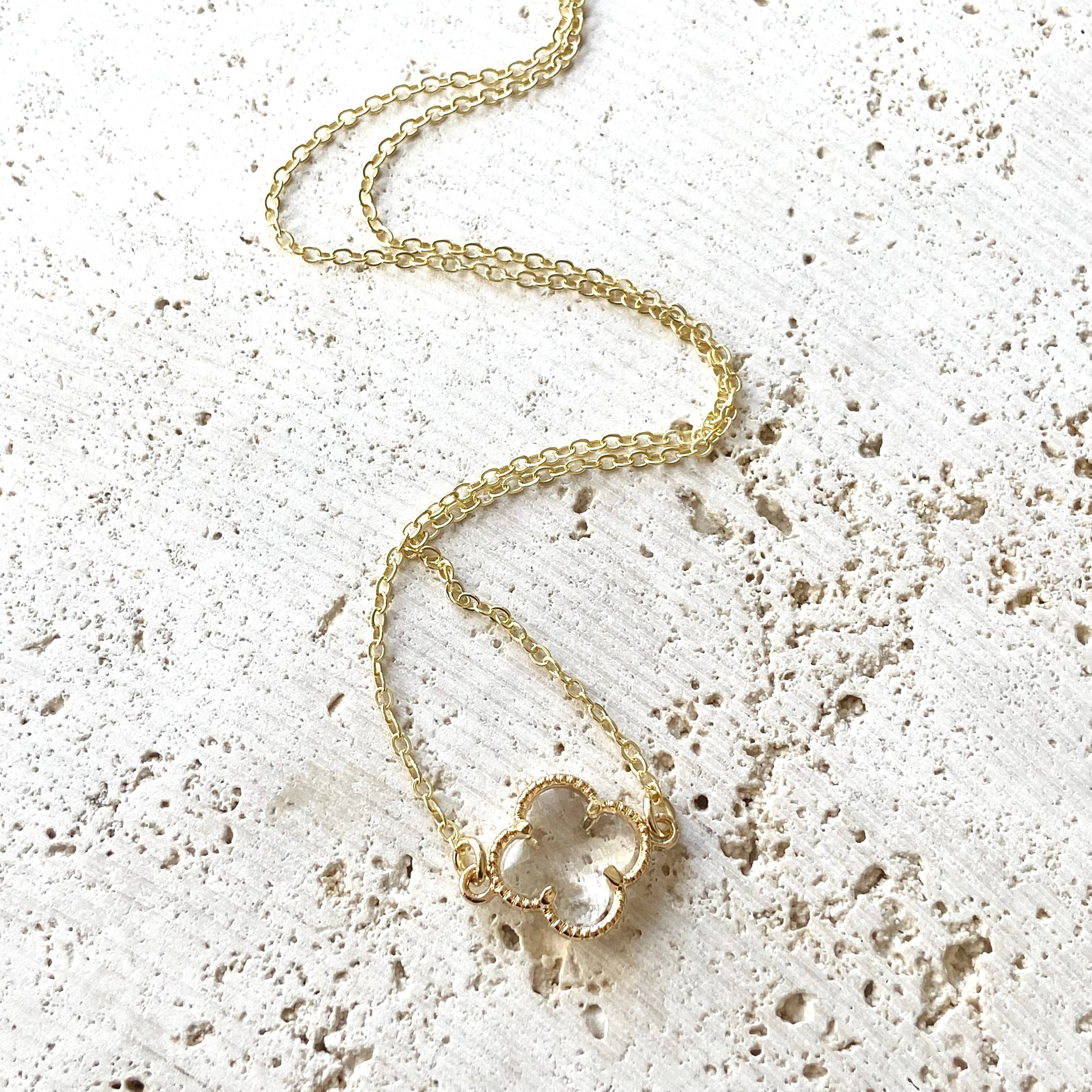 Necklace: Clover Quatrefoil Crystal