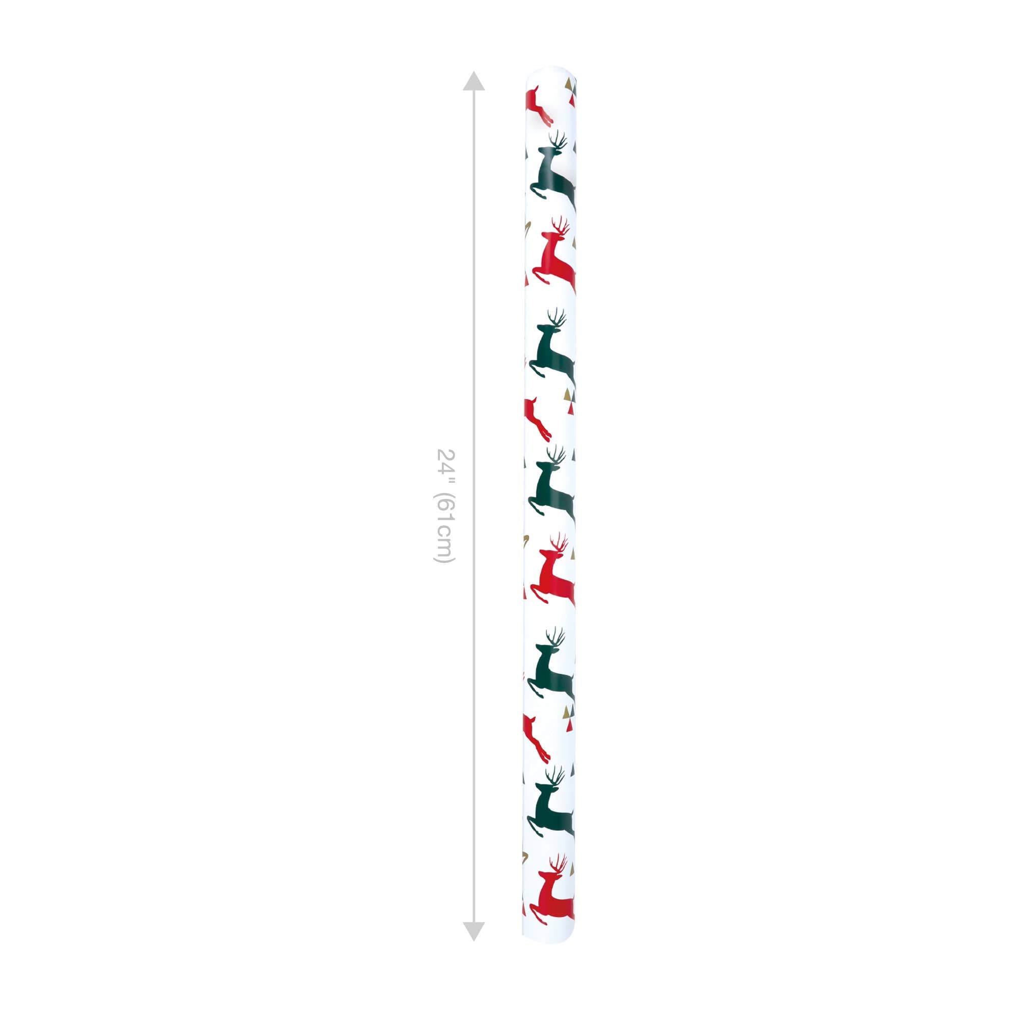 Gift Wrap: 24" x 16' Reversible Holiday | Prancing Deer/Plaid