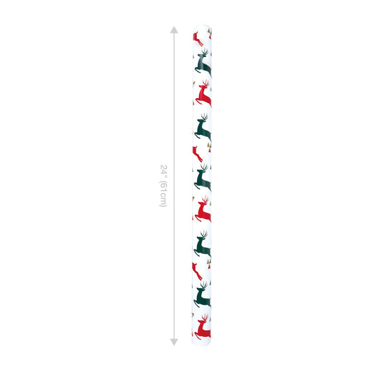 Gift Wrap: 24" x 16' Reversible Holiday | Prancing Deer/Plaid