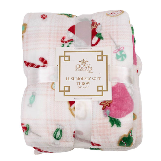 Blanket: Holiday Baking Spirits Bright Throw/Light Pink/Multi   50x60