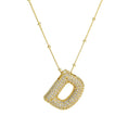 Load image into Gallery viewer, Necklace: Initial CZ Balloon Bubble 18K Gold Necklace
