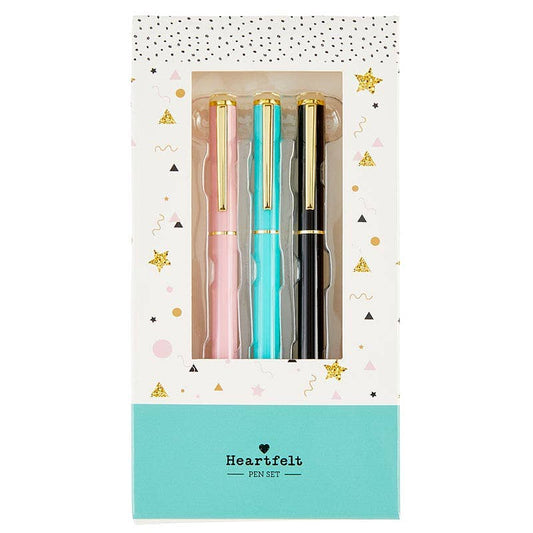 Pen Set: Birthday (Pink/Aqua/Black) (3 PC)