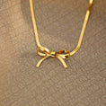 Load image into Gallery viewer, Bow Herringbone Necklace 18K gold filled
