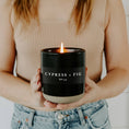 Load image into Gallery viewer, Candle: Cypress and Fig Soy Candle - Black Stoneware Jar - 12 oz
