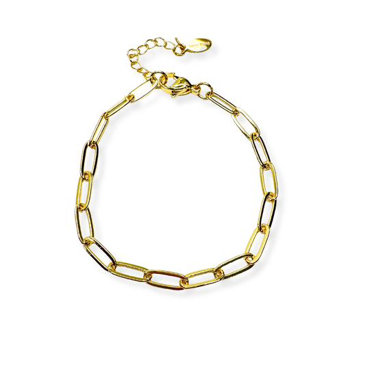 Bracelet: Paper Clip Bracelet w/Gold Lobster Clasp