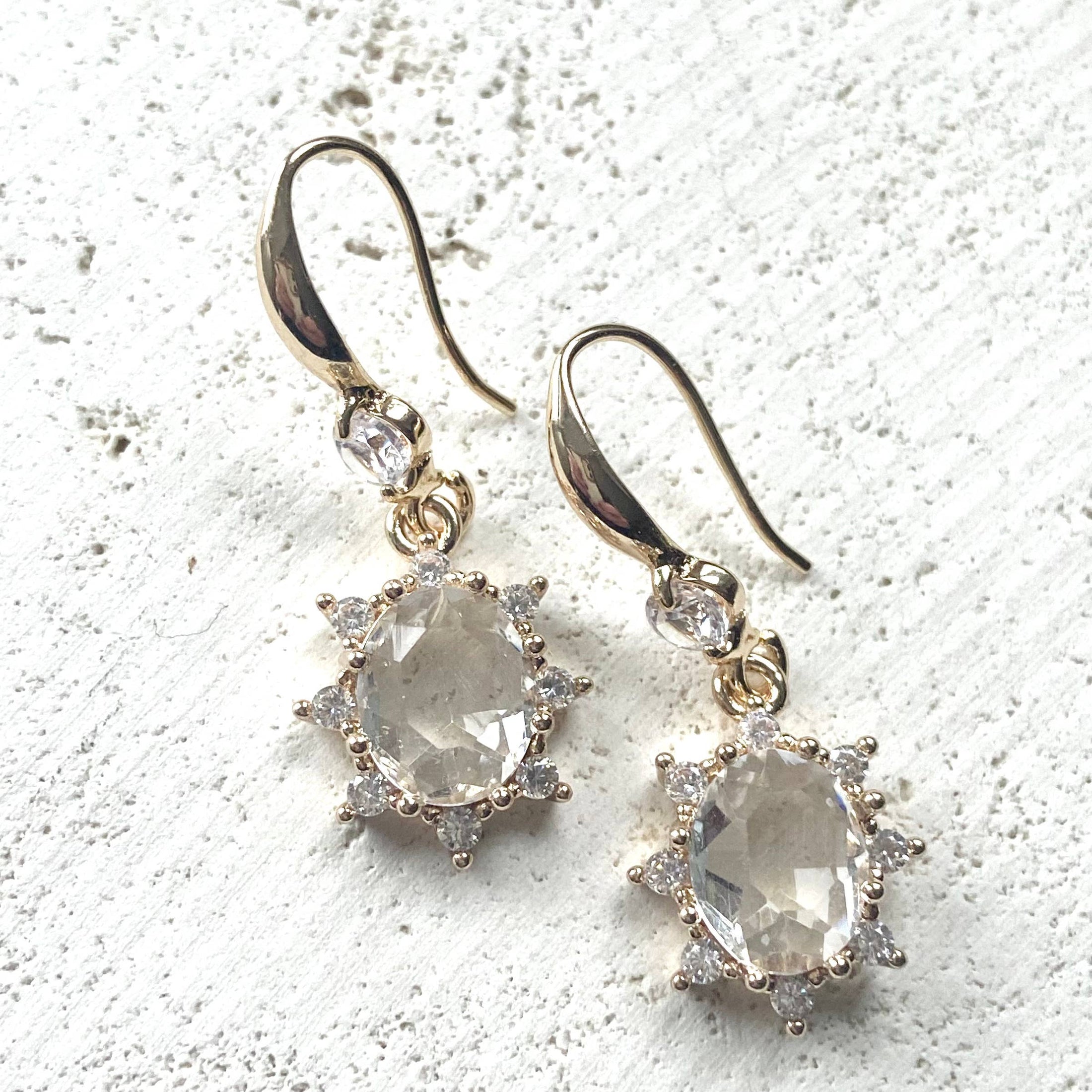 Earrings: Crystal & Gold