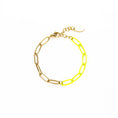 Load image into Gallery viewer, Enamel 16+ Colors paperclip & Gold chain link bracelet
