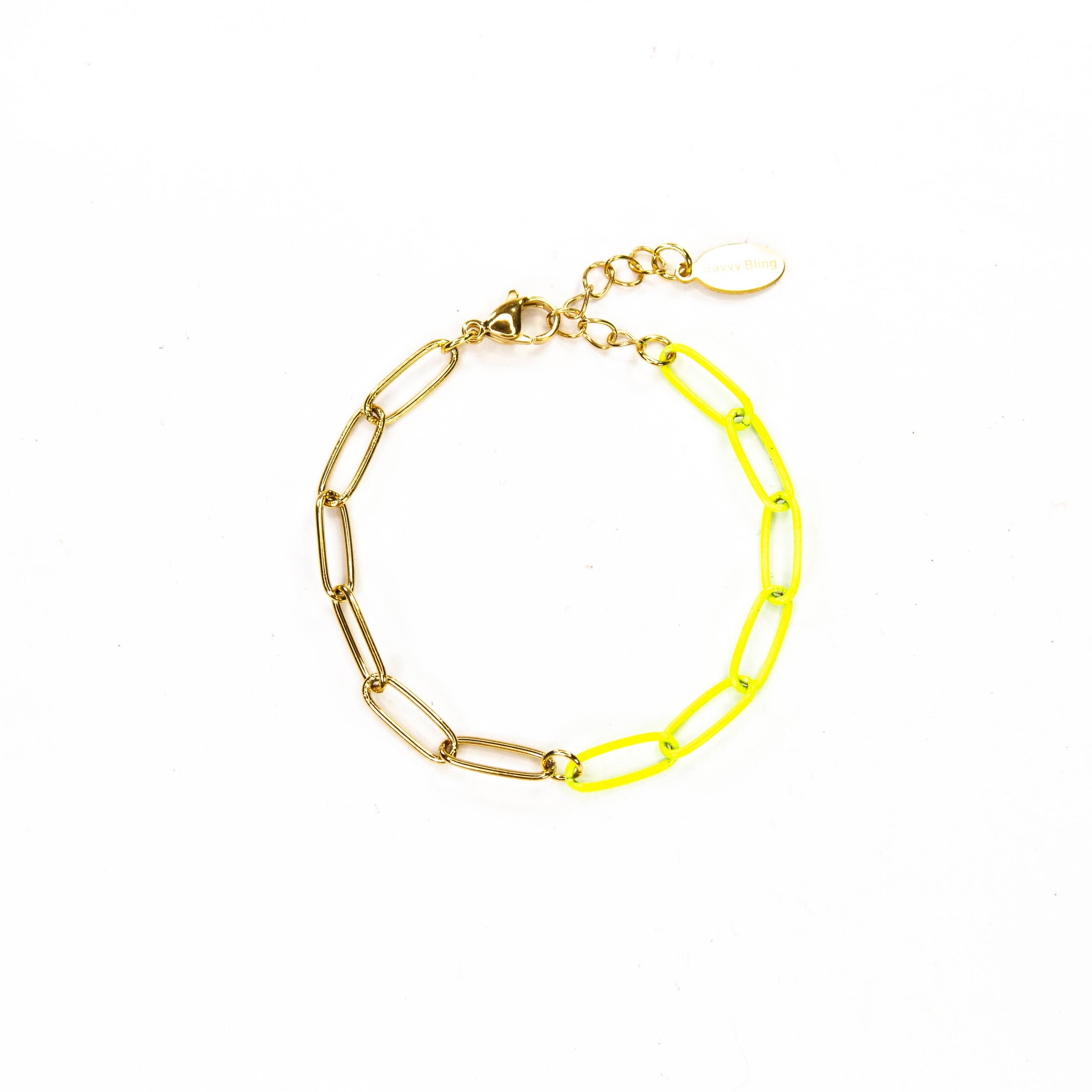 Enamel 16+ Colors paperclip & Gold chain link bracelet