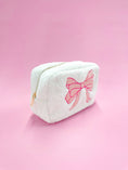 Load image into Gallery viewer, Bag: Pink Bow Teddy Cosmetic Zipper Bag - Large
