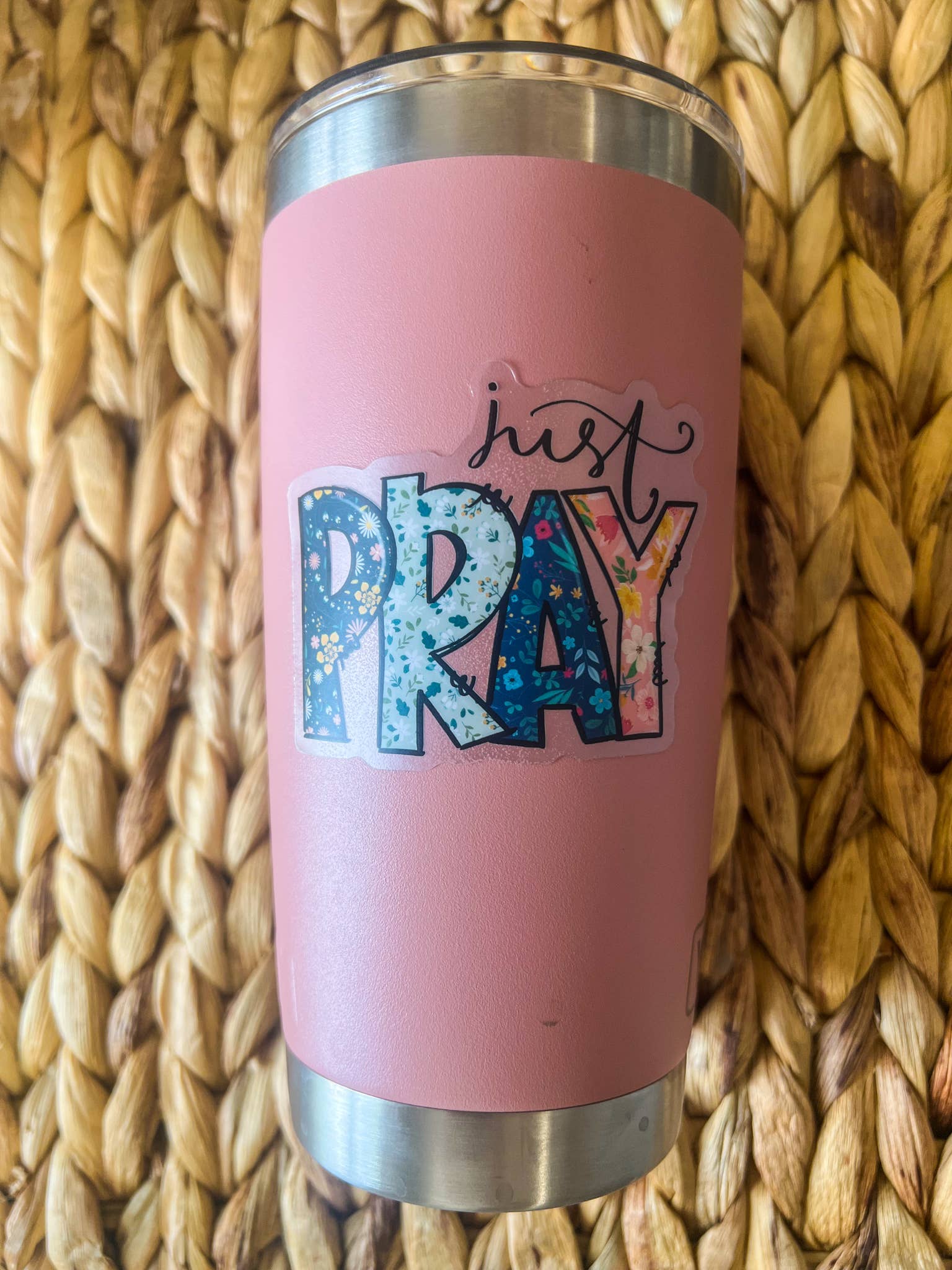 Sticker: Just Pray Christian, Clear Vinyl , Sticker, 3 in.