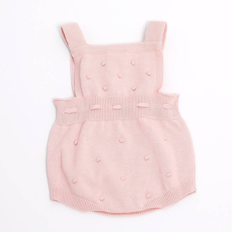 Milan Pastel Bobble Sweater Knit Baby Romper Organic Cotton: Blush / 0-3 Month