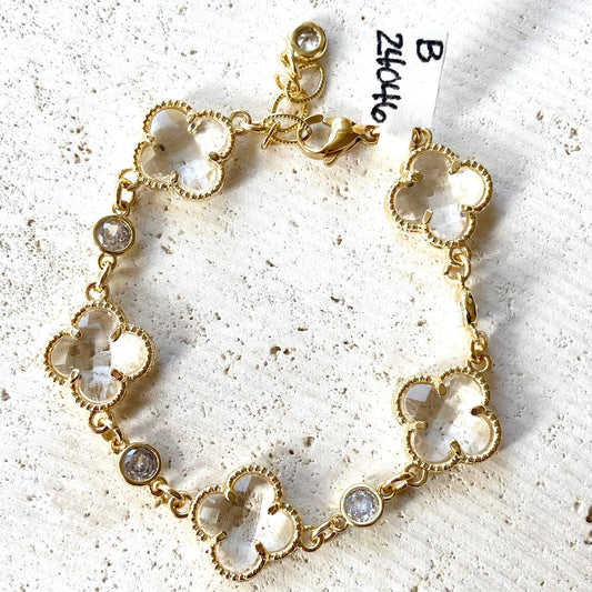 Bracelet: Clover Quatrefoil Crystal Bracelet 