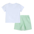 Load image into Gallery viewer, Green Seersucker Shorts and Easter Bunny Smocked Shirt Set
