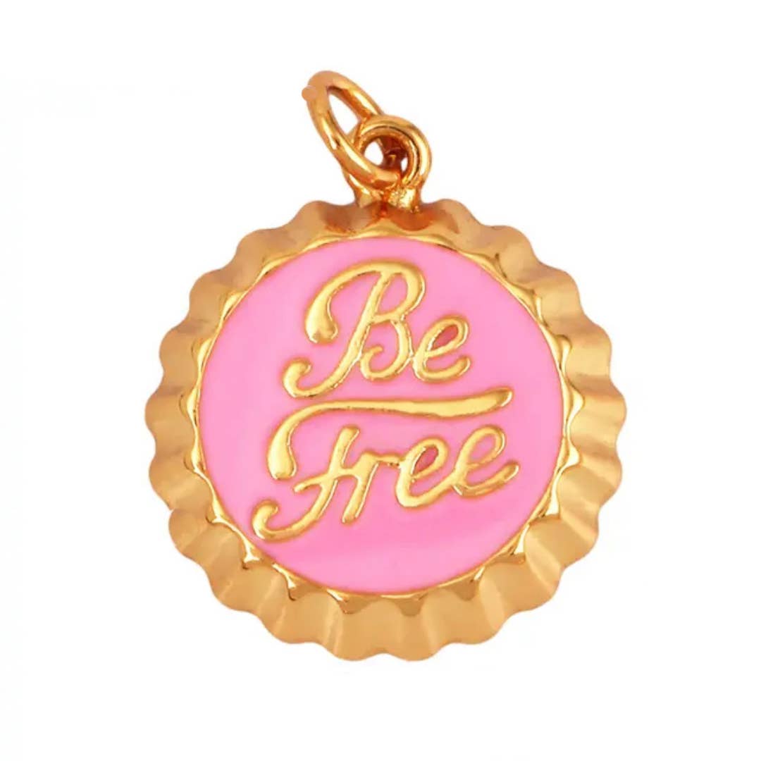 Charm: Pink Be Free Charm For Charm Necklace & Bracelet