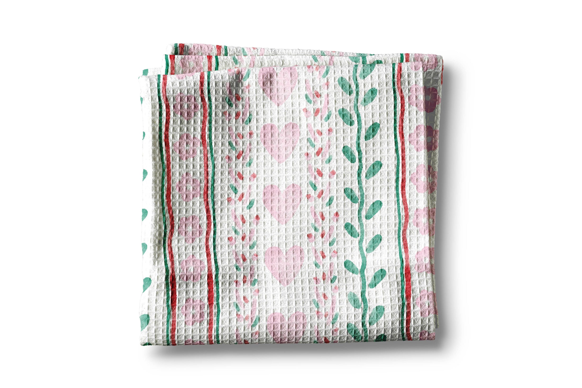 Tea Towel: Valentine Heart XOXO Galentine Kitchen Towel Waffle Baking