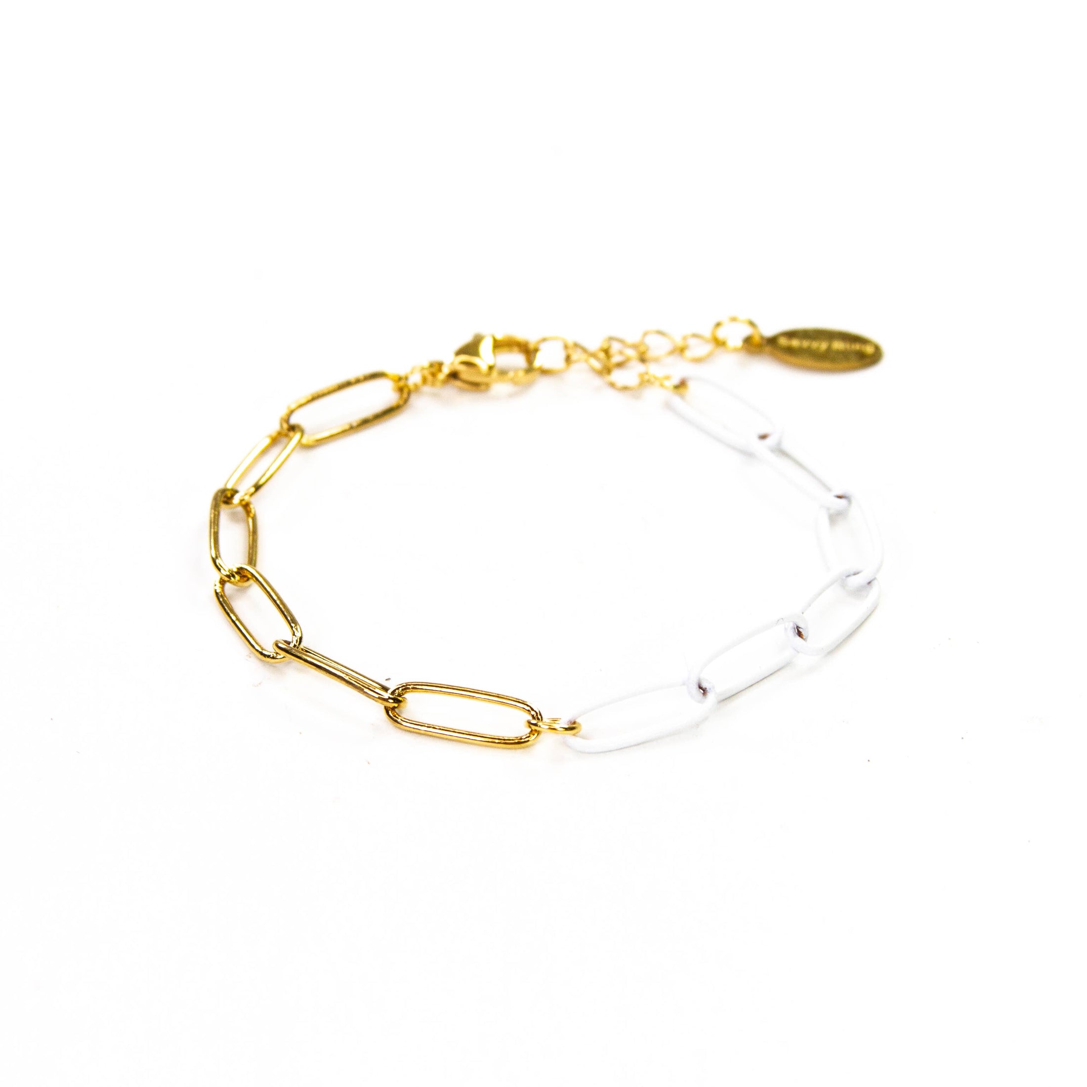 Enamel 16+ Colors paperclip & Gold chain link bracelet