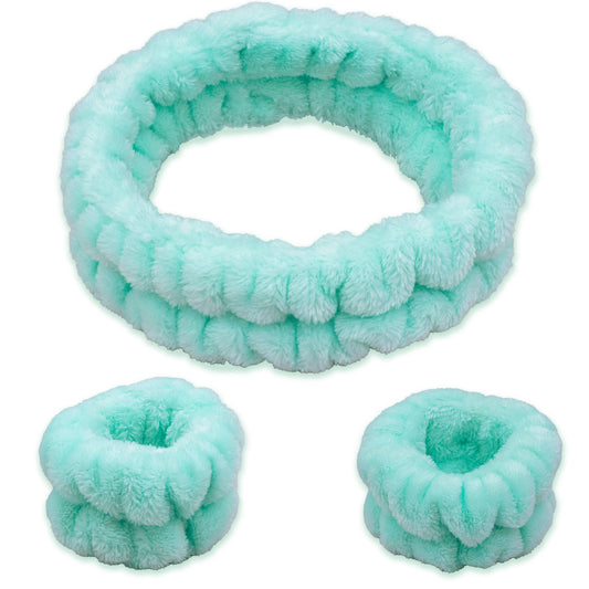 Spa Headband and Wristband Set: Multiple Color Options