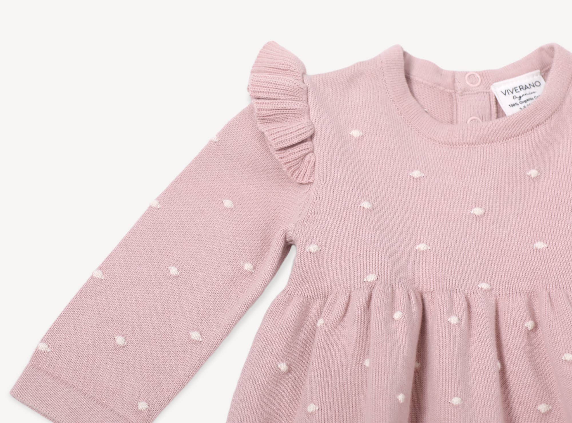 Milan Ruffle Bobble Sweater Knit Baby Dress (Organic Cotton)