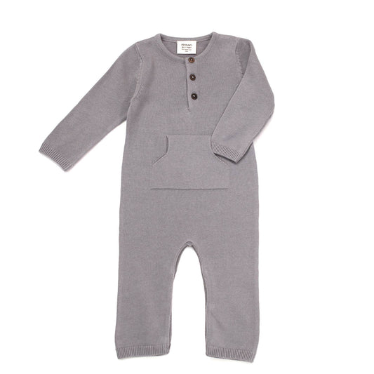 Milan Pastel Kangaroo Pocket Baby Jumpsuit (Organic cotton): Blue